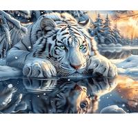 Two Tigres Puzzle 1000 Piezas Cartón Grueso para Adultos Colorful Fantasy Vida Silvestre Entretenimiento Casero Alivio Estrés Compatible Marco Estándar Regalo Original 1000 PCS/75x50cm