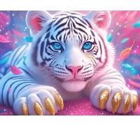 Two Tigres Puzzle 1000 Piezas Papel Adultos Bestias encantadas Luminosas Desconectar Estrés Alivio Ansiedad Garantía Reposición Piezas 1000 PCS/75x50cm