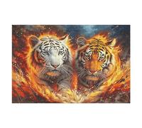 Two Tigres Rompecabezas 1000 Piezas Cartón para Adultos Y Adolescentes para Coleccionistas Decoración Única Hogar Antiestrés Regalo Reyes Magos 1000 PCS/75x50cm