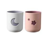 Two-tone bathroom toothbrush cup Little monster pattern Pink and white