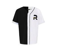 Two Tone - Camiseta de béisbol de punto, Blanco y negro., L