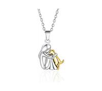 Two Tone I Love My Dog Necklace, Forever in My Heart Pet Lover Charm Pendant for Dog Moms (Silver & Gold)