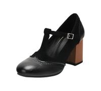 Two Tone Mary Jane - Zapatos de mujer clásicos, retro, con correa en T, tacones altos, estampado Oxford, estilo vintage de los años 50, con puntera cerrada, correa de tobillo, para bodas, Oktoberfest