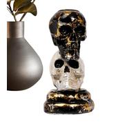 Two-Tone Resin Skull Candle Holder - Gothic Halloween Votive Tea Light | Spooky Two-Tone Color Design, Premium Resin Construction, Vintage Gothic Skull Head Shape, Versatile Desk & Mantle