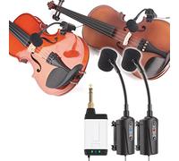 Two Violinists Perform Q2/VT-5 Micrófono de violín inalámbrico UHF cuello de cisne Pick Up Instrumento Clip Mic 1 receptor y 2 sistemas transmisores para escenario de violín Instrumento musical