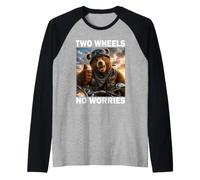 Two Wheels No Worries Divertido Amante de Las Motos Camiseta Manga Raglan