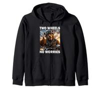 Two Wheels No Worries Divertido Amante de Las Motos Sudadera con Capucha