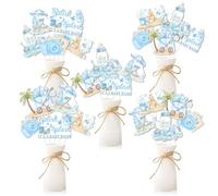 TWO WILD Splish Splash It's A Baby Bash Centros de mesa, 24 piezas con temática de piscina azul, decoraciones para baby shower para niños, revelación de género, decoración de fiesta, letreros de mesa