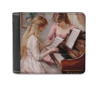 Two Young Girls at The Piano 1892 - Cartera plegable para hombre (piel)