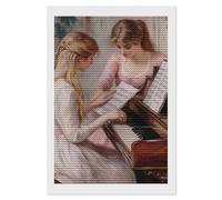 Two Young Girls at The Piano 1892 - Kit de pintura de diamante redondo completo para decoración de pared del hogar, 8 x 12 pulgadas
