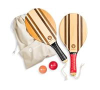 two46 Premium Frescobol Set, Palas Playa de Madera, Raquetas Artesanales | 2 palas, 2 pelotas y bolsa incluidos. Palas de playa de madera, deporte brasileño Frescobol para adultos, Matkot y beachball