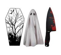 TwoDays Halloween Bookmarks, Cool Clear PVC Ghost Coffin and Knife Horror Bookmarks, Unique Gothic Spooky Gifts for Bookish, Scary Scream Creepy Stuff for Book Lovers Booktok. (6"x3", Set of 3)