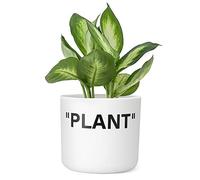 TwoDays - Maceta inspirada en la marca de zapatillas deportivas Off-White, decoración para habitación decorada con tema urbano, pequeña, de plástico, blanca, 13 cm de diámetro, con orificio de desagüe