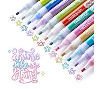 TWOHANDS Bolígrafos de Contorno de Doble Línea,Magicos Contorno Rotuladores Metalicos, 12 Colores, para Pintar, Album Fotos,carteles, Manualidades Niños,19004