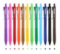 TWOHANDS Bolígrafos de gel de punta media de 0,7 mm, 12 bolígrafos de colores con agarre de silicona, bolígrafo retráctil de escritura suave para escribir, dibujar, llevar un diario, 23506