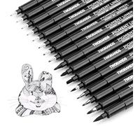 TWOHANDS Bolígrafos de Punta Fina,16 Negro Plumas de Caligrafía,Fineliner Pigment Liner,Lettering Rotuladores para Dibujo Técnico, Bocetos, Cómic, Ilustración, 21274