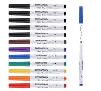 TWOHANDS Marcadores de borrado en húmedo de punta fina de 8 colores para pizarra blanca, 12 marcadores de borrado para ventanas de coche, vidrio, 19707