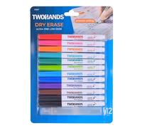 TWOHANDS Rotuladores de pizarra blanca, 11 colores de borrado en seco con limpiador de pizarra blanca, punta ultrafina, marcadores de borrado en seco para el hogar, escuela, oficina, 12 unidades,