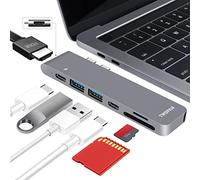 TWOPAN Hub USB C para MacBook Pro, Adaptador multipuerto USB C 7 en 2 a HDMI 4K, Puerto Thunderbolt PD, Puertos USB 3.0, Lector de Tarjetas SD/TF para MacBook Air/Pro 2020/2019/2018