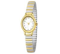 TWOPTION Relojes dorados para mujer, resistentes al agua, fácil lectura, analógico, con correa de expansión de aleación de acero, dorado y plateado