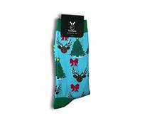 TwoSocks Calcetines de Papá Noel para hombre y mujer, calcetines divertidos y divertidos, algodón, talla única, Árbol de Navidad., Altoa única