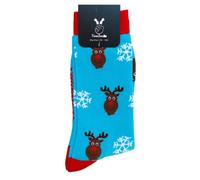 TwoSocks Calcetines de Papá Noel para hombre y mujer, calcetines divertidos y divertidos para regalo, algodón, talla única, Reno, talla única