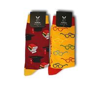 TwoSocks Calcetines divertidos para mujer y hombre, calcetines divertidos como regalo, talla única, Set de estudiantes (gafas + libro), Talla única