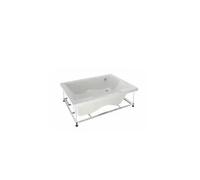 TwoSpace Unisan bañera rectangular de 180 cm en acrílico blanco para baño moderno - Con válvula / Con 1 respaldo negro / Con 2 faldones frontales y 1 faldón lateral