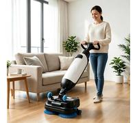 twostronking Lavadora De Pisos, Máquina De Limpieza De Azulejos, Diseño De Doble Cepillo, Ancho De Limpieza De 45 Cm, con Depósito De Agua Limpia De 4.5 L Y Depósito De Agua Sucia De 7.5 L White