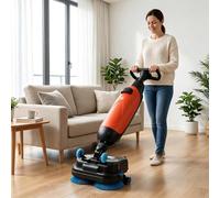 twostronking Lavadora De Pisos, Máquina De Limpieza De Azulejos, Diseño De Doble Cepillo, Ancho De Limpieza De 45 Cm, con Depósito De Agua Limpia De 4.5 L Y Depósito De Agua Sucia De 7.5 L Red