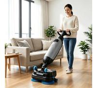 twostronking Lavadora De Pisos, Máquina De Limpieza De Azulejos, Diseño De Doble Cepillo, Ancho De Limpieza De 45 Cm, con Depósito De Agua Limpia De 4.5 L Y Depósito De Agua Sucia De 7.5 L Grey