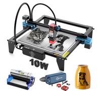 Twotree TTS-10 PRO 10W herramientas de grabado láser Máquina de grabado de madera cuero con placa de nido de abeja de 400mm Reduce los vapores de corte, Rodillo giratorio graba cilindros