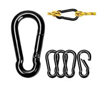 Twours Paquete de 10 mosquetones negros, ganchos de resorte de 8 cm, pequeños eslabones rápidos de acero de alta resistencia para acampar al aire libre, hamaca, pesca, llavero
