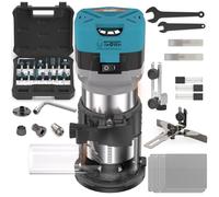 TWOWIN Herramienta de enrutador, 6.5 amperios, 1.25 HP, herramienta de enrutador de madera de mano, enrutador compacto de palma para carpintería, 6 velocidades variables, enrutador laminado de base