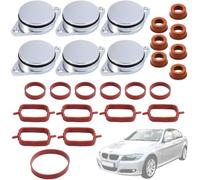 Twowinds - Kit Anular Mariposas Colector Admisión (32mm) Compatible con BMW E39 E46 E60 E61 E63 E64 E67 E81 E82 E88 E90 E91 E92 E93 X3 E83 X5 E53 E87 X5 E70 X6 E71 - 6 Cilindros (6 tapones, 20 Juntas)