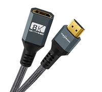Twozoh 8K Cable Extensión HDMI, Cable HDMI 2.1 Macho a Hembra, Cable Alargador HDMI trenzado de nailon compatible con 8K@60Hz 4K@120Hz 48gbps (0,3M)