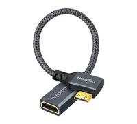 Twozoh 90° ángulo Izquierdo Mini HDMI Macho a HDMI Hembra Cable 0,2M, ángulo Mini HDMI a HDMI Cable Adaptador Compatible 3D/4K 1080p