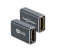 Twozoh Acoplador HDMI 8K (2 Unidades), Adaptador HDMI 2.1 Hembra a Hembra 48 Gbps HDMI Extensor, 8K soporta 8K@60Hz, 4K@120Hz 1080p