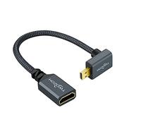 Twozoh Cable adaptador Micro HDMI a HDMI en ángulo de 0.2M, Nailon trenzado de 270° grados Macho Micro HDMI a Hembra HDMI Cable de extensión 3D/4K 1080p