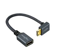 Twozoh Cable Adaptador Mini HDMI a HDMI en ángulo de 0,2M, Nailon Trenzado de 270° Grados Macho Mini HDMI a Hembra HDMI Cable de extensión 3D/4K 1080p