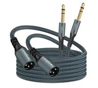 Twozoh Cable de Audio Jack de 6,35 mm a XLR Macho de 3 pines 5M 2 Unidades, Trenzado XLR Macho a 1/4 TRS estéreo para guitarra (Profesional/HiFi)