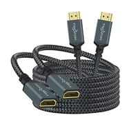 Twozoh Cable de extensión HDMI 2 Unidades, Cable HDMI Macho a Hembra, extensor HDMI trenzado de nylon, Adaptador Cable HDMI 2.0 soporte 4K@60Hz 3D HDR (2M)