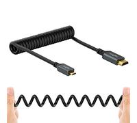 Twozoh Cable en espiral micro HDMI a HDMI, cable micro HDMI en espiral a HDMI completo, compatible con HDMI 2.0, 3D 4K UHD, 1080p (se extiende hasta 1,5 m)