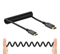 Twozoh Cable en espiral mini HDMI a HDMI, cable mini HDMI a HDMI completo, compatible con 3D 4K UHD, 1080p, para proyector, monitor, videocámara HDMI 2.0 se extiende hasta 1,5 m