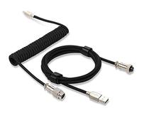 Twozoh Cable Espiral de teclado Mecánico Type C, Trenzada Cable teclado doble manga desmontable de metal Aviador conector