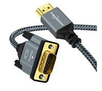 Twozoh Cable HDMI a VGA 2M, Aleación de aluminio Shell Nylon trenzado y chapado en oro Soporte 1080P/60Hz