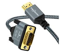 Twozoh Cable HDMI a VGA 3M, Carcasa de Aleación de Aluminio, Nylon Trenzado y Chapado en Oro, Soporte 1080P/60Hz