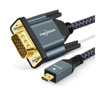 Twozoh Cable Micro HDMI a VGA 1M, Chapado en oro y Trenzado Micro HDMI VGA (Macho a Macho), Compatible con ordenador portátil, Proyector, HDTV