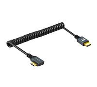 Twozoh Cable Mini HDMI a HDMI en espiral de 90 grados, Mini HDMI a HDMI en ángulo recto compatible con cable en espiral 4K/3D 1080p y se extiende hasta 1,5M