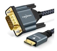 Twozoh Cable Mini HDMI a VGA 1M, Chapado en oro y Trenzado Mini HDMI VGA (Macho a Macho) Compatible con Ultrabooks, Portátiles, Tabletas, Cámaras y videocámaras